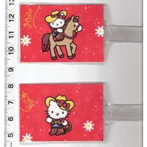  Set of 2 Luggage Tags Made with Hello Kitty Cowgirl Fabric 