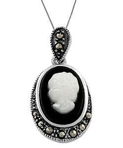 Black Onyx Mother of Pearl Cameo Necklace  Overstock