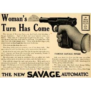  1910 Ad Savage Automatic Woman Gun Rifle Safety Noroton 