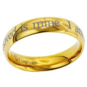  I am my beloveds Gold Finish Band Stainless Steel Ring 