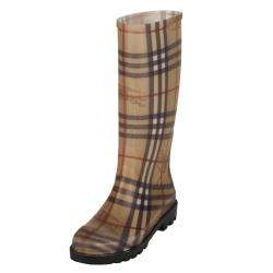 Burberry Womens Check Rubber Rain Boots  Overstock