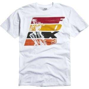  Fox Racing Strip T Shirt   Small/White Automotive