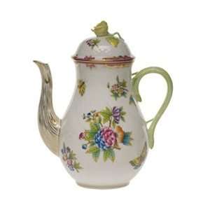    Herend Queen Victoria Pink Coffee Pot With Rose: Kitchen & Dining