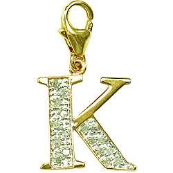 14k Gold 1/10ct TDW Diamond Letter K Charm  