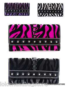 Louise Velvet Zebra Design Womens Trifold  Checkbook Wallet  