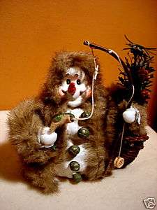 Lucky Fishing Snowman in Fur Coat Figure , Resin 6  