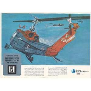  1966 US Navy Bell Twin Turbine Huey Helicopter Double Page 