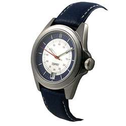 Esprit Mens Response Blue Leather Strap Watch  