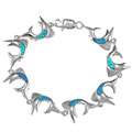 La Preciosa Sterling Silver Created Blue Opal Swordfish Bracelet 