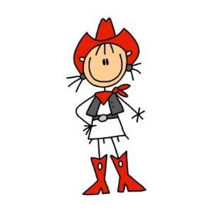   Stick Figure Cowgirl Red Hat and Boots Stickers Arts, Crafts & Sewing