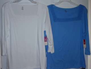   Sleeve Lace Trim Tops Shirts  Sizes S M L 1X 2X  Bobbie Brooks