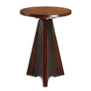 Uttermost 28.3 Inch Evangeline Accent Table Richly Antiqued, Pecan 
