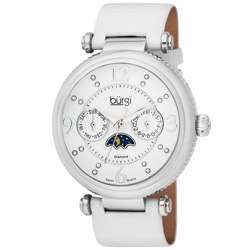   White Diamond Swiss Quartz Day Date Strap Watch  
