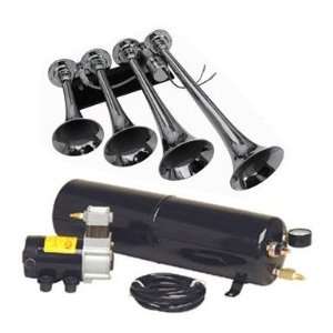    Loud 150 Decibels 4 Trumpet Chrome Air Horn System Automotive