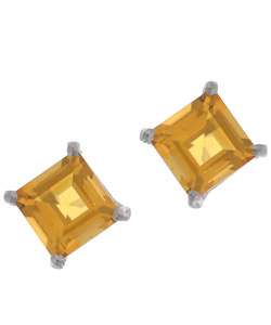 14k White Gold Square Citrine Stud Earrings  Overstock