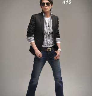   Fashion Slim Fitted Mens Elegant Suit Blazer Jacket Black/White/Coffee