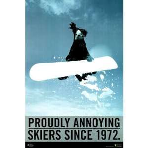  Snowboarders ANNOYING SKIERS Poster college funny RARE 