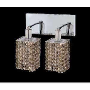 Mini 2 Light Oblong Canopy Square Wall Sconce in Chrome Crystal Color 