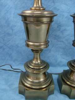 Pair Vintage Brass Stiffel 3 Way Light Table Lamp Set Pineapple Motif 