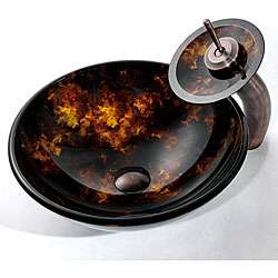 Kraus Autumn Glass Vessel Sink and Waterfall Faucet  Overstock