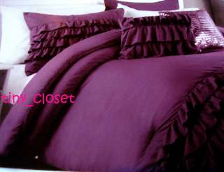 NEW CYNTHIA ROWLEY Purple Ruffle full/queen Duvet Cover + Standard 