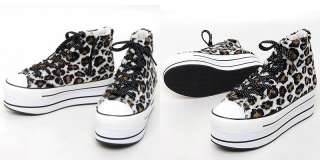   Leopard Fur Cashmere High Top Platform Sneakers US 5~8 / Shoe  