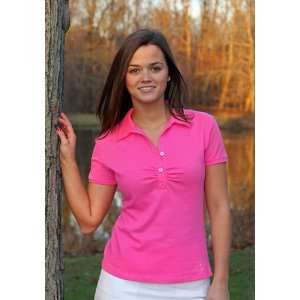  Golftini Hot Pink Short Sleeve Button Golf Polo Sports 