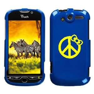  HTC MYTOUCH 4G YELLOW PEACE BOW ON A BLUE HARD CASE COVER 