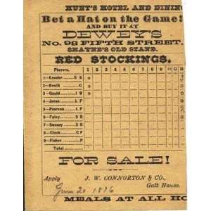   Red Stockings Lineup Score Card   MLB Stockings