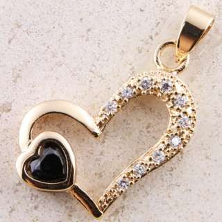 Twin Heart Linked Valentine Pendant Black Sapphire P347  