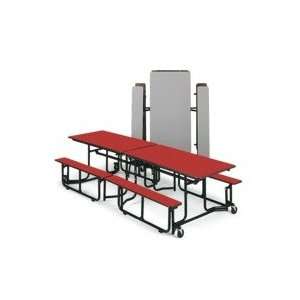 KI Folding Tables with Benches   Walnut  Industrial 