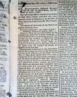 Bull Run Beauregards Report in 1861 Louisville Kentucky CONFEDERATE 