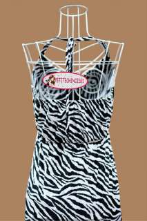 Maxi Dress Zebra Trendy Evening Dress S M SL089N  