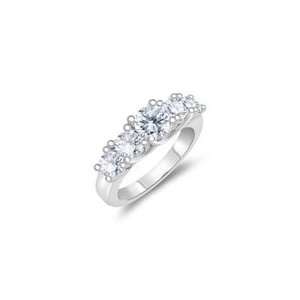  1.39 Cts Diamond Five Stone Ring in 14K White Gold 8.5 