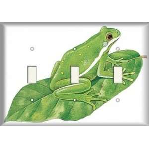  Three Switch Plate   Green Frog