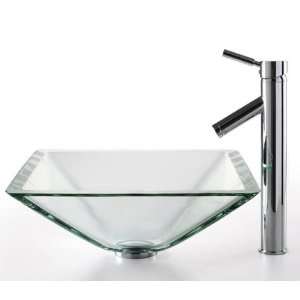  Clear Aquamarine Glass Sink and Sheven Faucet C GVS 901 