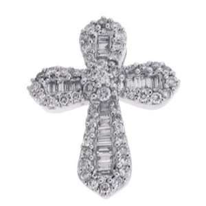  14k White Cross 0.93 Ct Diamond Pendant   JewelryWeb 