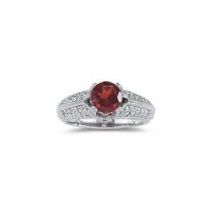  0.54 Cts Diamond & 1.25 Cts Garnet Ring in 18K White Gold 