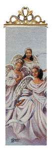 ANGELIC TRIO African American Angel Tapestry Wall Panel  