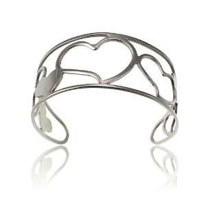  Stainless Steel Swirly Hearts Cuff Bracelet Jewelry