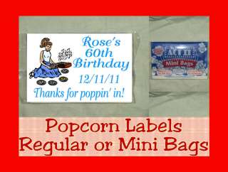 1950s 1960s Retro Popcorn Label Wrapper Party Favor Personalized 