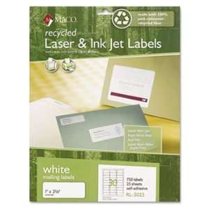  Recycled Laser and InkJet Labels, 1 x 2 5/8, White, 750 