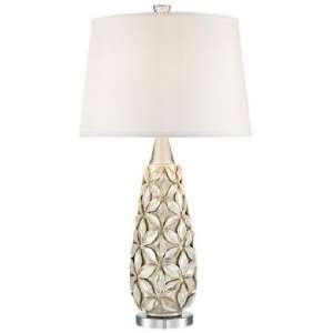  Possini Euro Iridescent Flower CeramicTable Lamp