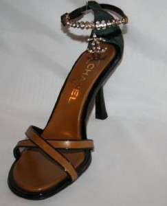 810 CHANEL Crystal CC Logo Heels Sandals Shoes 37 1/2  