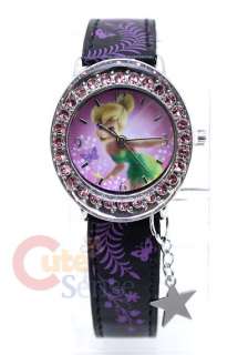 Disney Tinker Bell Rhinestone Bezel Wrist Watch  Violet