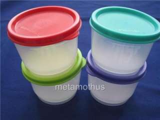 Tupperware Snack Cup Container Set 4 Rainbow NEW  