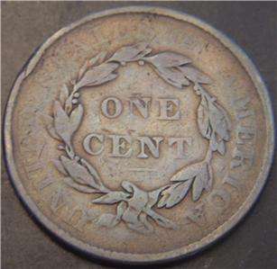 1837 Large Cent   Full LIBERTY   Some Hair Details Worn Flat  