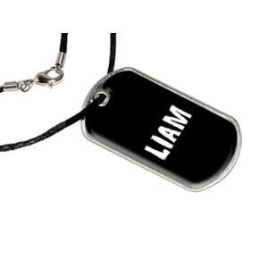 Liam   Name Military Dog Tag Black Satin Cord Necklace