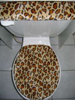 LEOPARD PRINT Faux Fur Fabric Toilet Seat Cover Set  