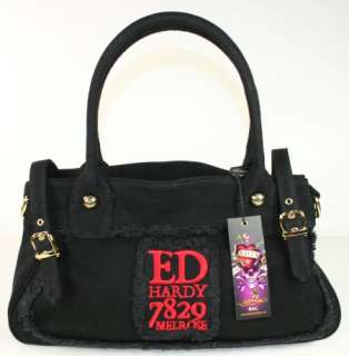 Ed Hardy Francesca Satchel purse bag Black Love Kills  